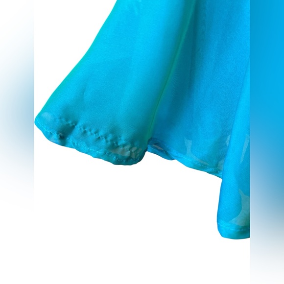 Sherri Hill Teal Beaded & Chiffon Open Back Short Prom Dress, Size 8, Dance - Picture 10 of 12